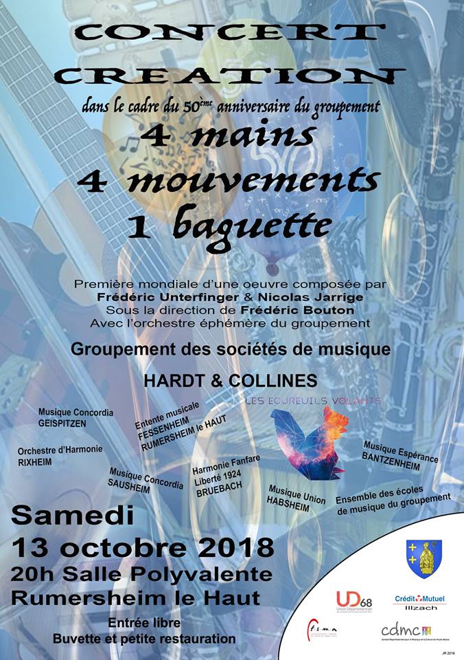 Concert du 50ème anniversaire du groupement "Hardt et Collines" : 4 mains, 4 mouvements, 1 baguette
