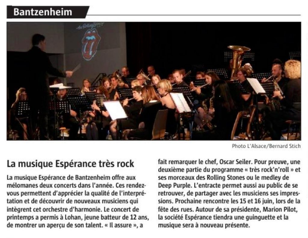 L'Alsace 12.05.2019 - Concert de Printemps Bantzenheim 2019
